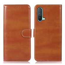 For OnePlus Nord CE 5G Crazy Horsture Magnetic Clasp Pu Leather Case with Wallet Stand - Brown